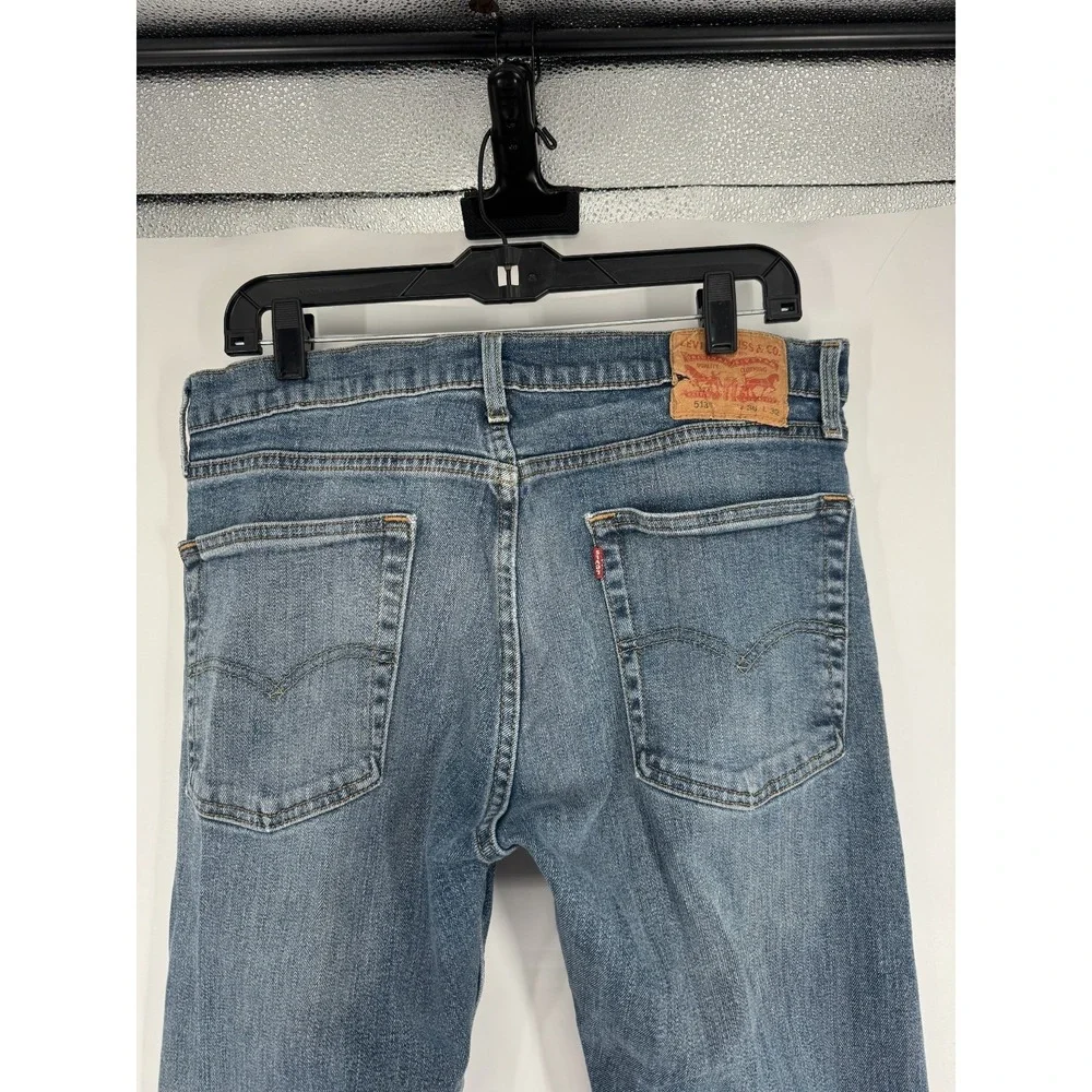Levis Slim Fit Straight Leg 513 Jeans Mens 36x30 Blue Denim Cotton Light Wash